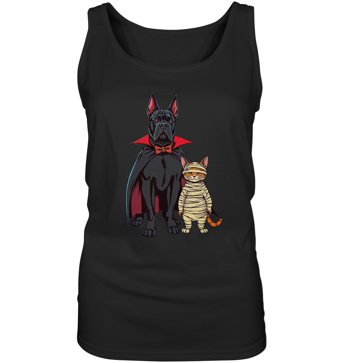 Halloween Cane Corso mit Katze als comic - Ladies Tank-Top
