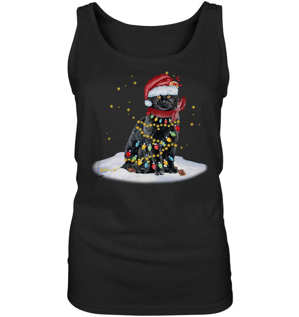 Lustige Weihnachts Katze Zeichnung - Ladies Tank-Top