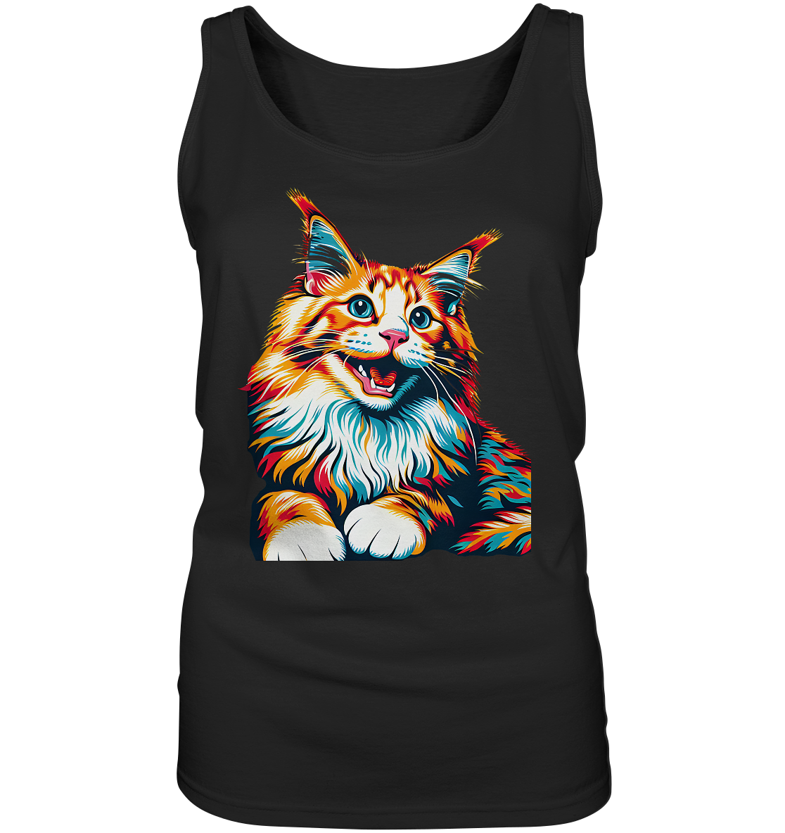 Maine Coon Katze Pop Art - personalisierbar - Ladies Tank-Top