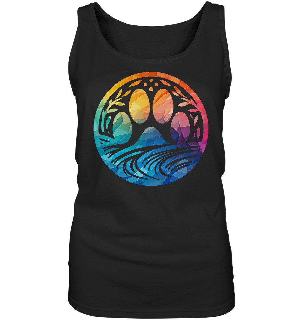 Modern Design Pfote mit regenbogenartigen Farbverlauf  - Ladies Tank-Top