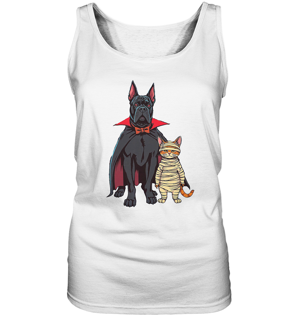 Halloween Cane Corso mit Katze als comic - Ladies Tank-Top