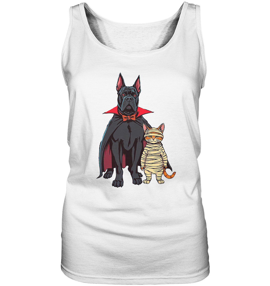 Halloween Cane Corso mit Katze als comic - Ladies Tank-Top