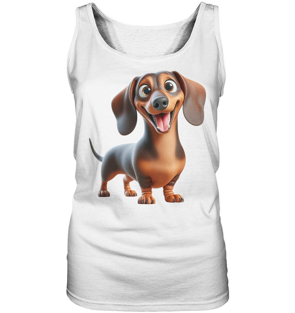 Happy Dackel Cartoon - personalisierbar - Ladies Tank-Top