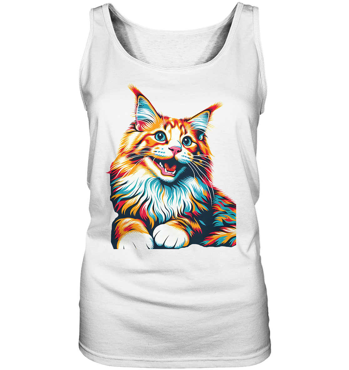 Maine Coon Katze Pop Art - personalisierbar - Ladies Tank-Top
