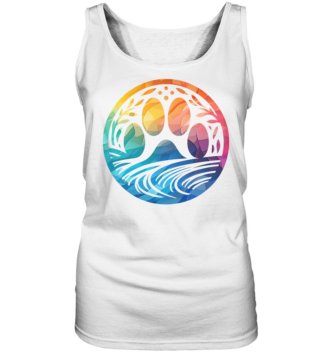 Modern Design Pfote mit regenbogenartigen Farbverlauf  - Ladies Tank-Top