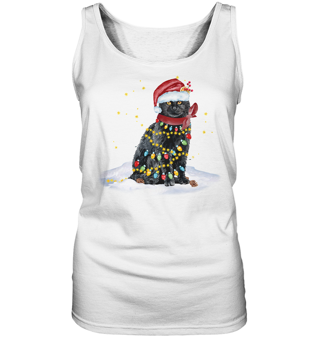 Lustige Weihnachts Katze Zeichnung - Ladies Tank-Top