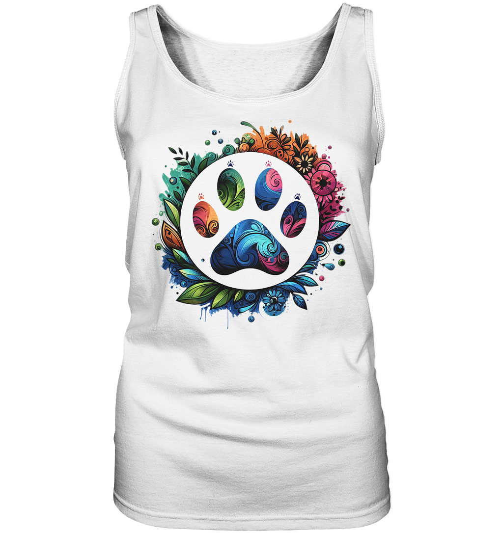 Pfote mit Blumendesign - Ladies Tank-Top