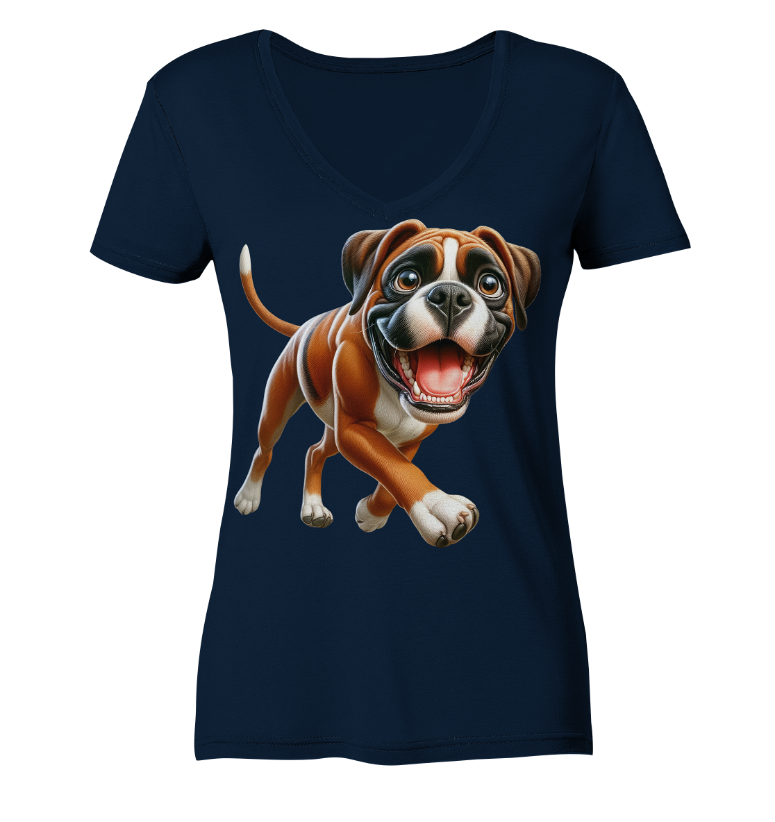 Boxer Cartoon Hund personalisierbar - Ladies V-Neck Shirt
