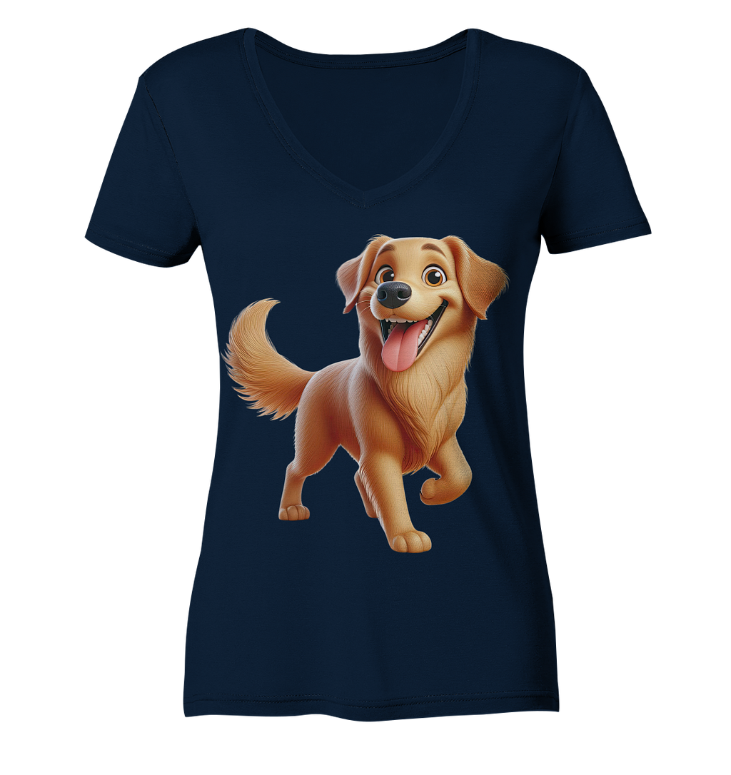 Golden Retriever Comic - personalisierbar - Ladies V-Neck Shirt