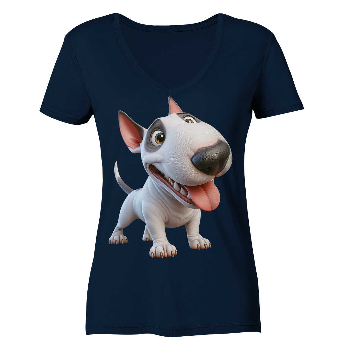 Bullterrier Cartoon personalisierbar - Ladies V-Neck Shirt
