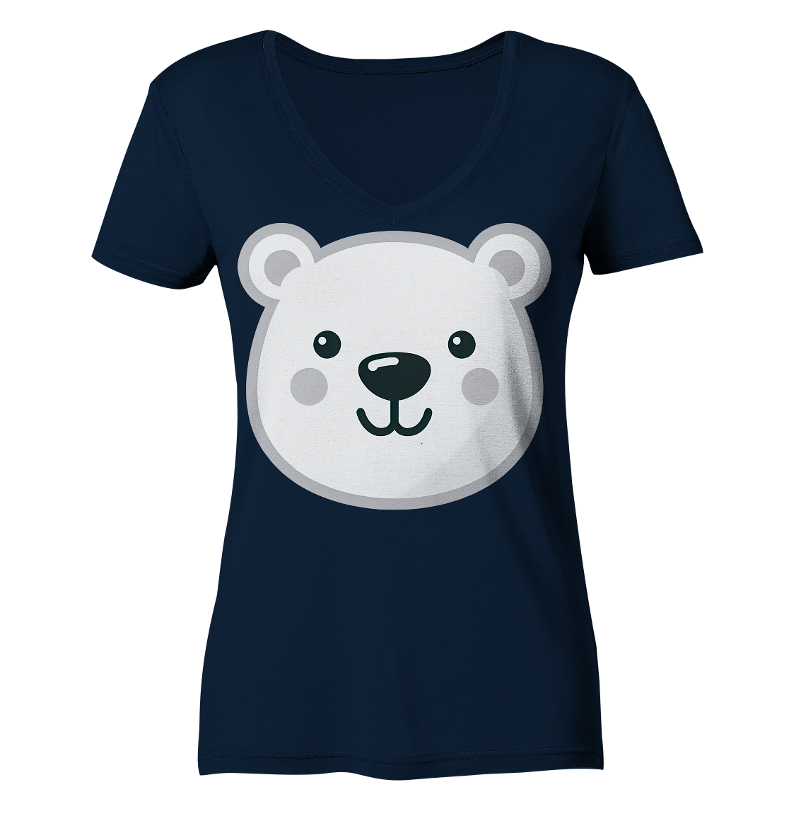 Fröhliche Eisbär Gesicht  - personalisierbar - Ladies V-Neck Shirt