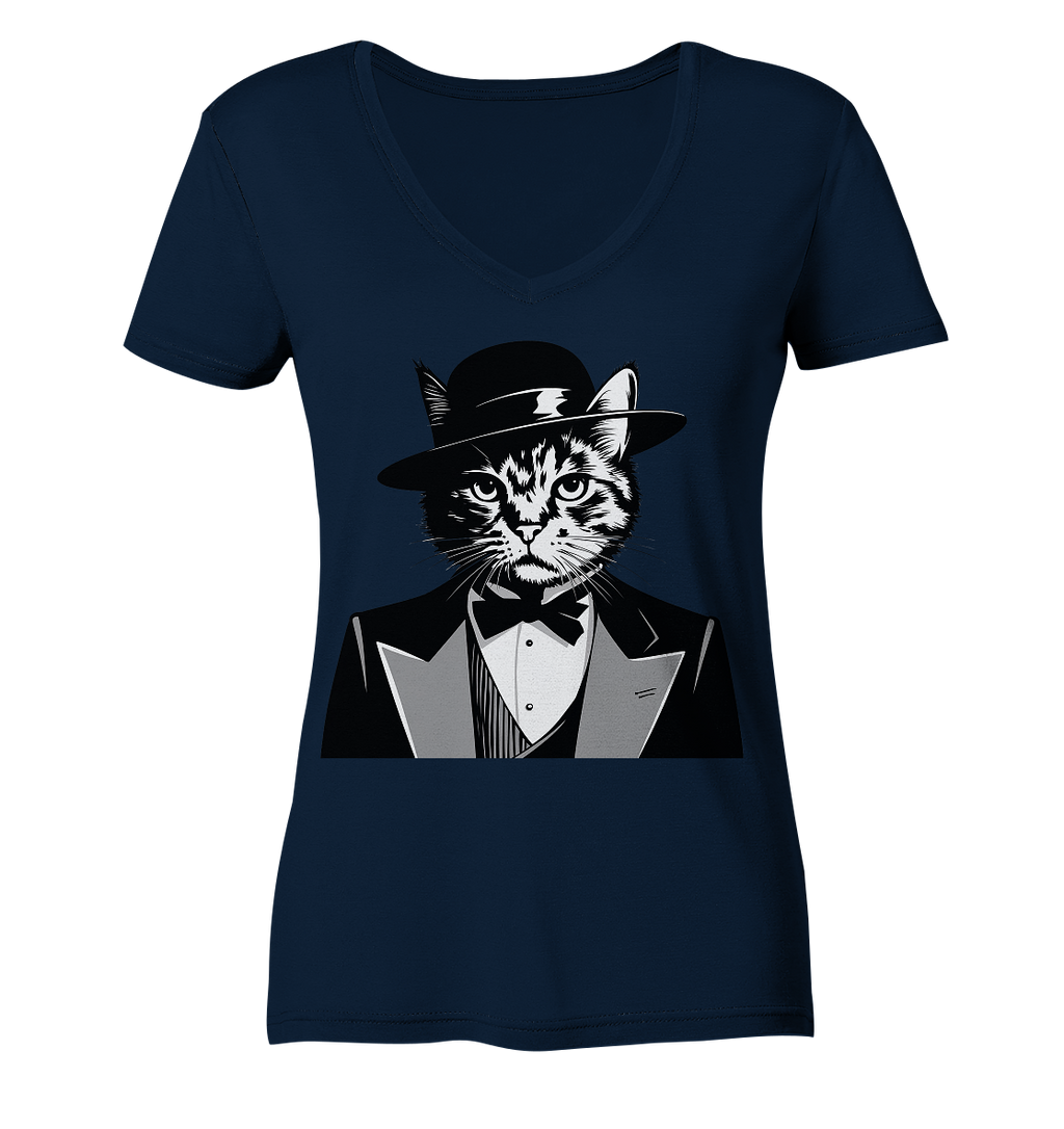 Godfather Katze Mafia - personalisierbar  - Ladies V-Neck Shirt