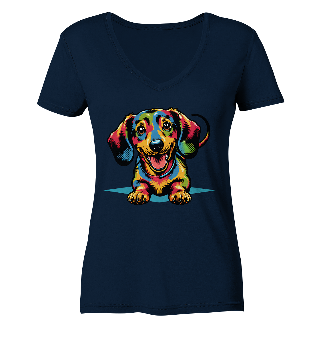 Happy Dackel Pop Art - Ladies V-Neck Shirt