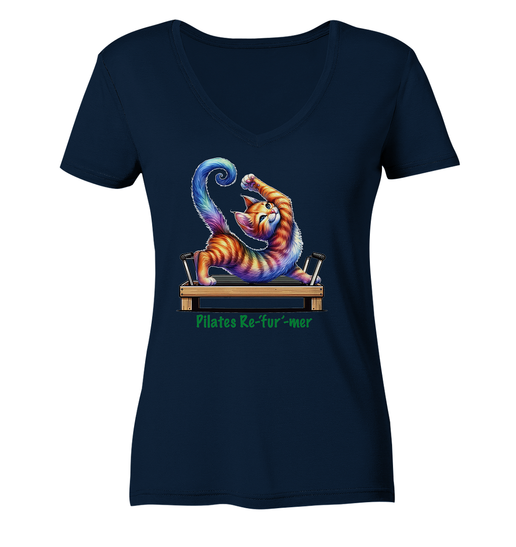 Pilates Reformer Re-fur-mer Katze lustig - Ladies V-Neck Shirt