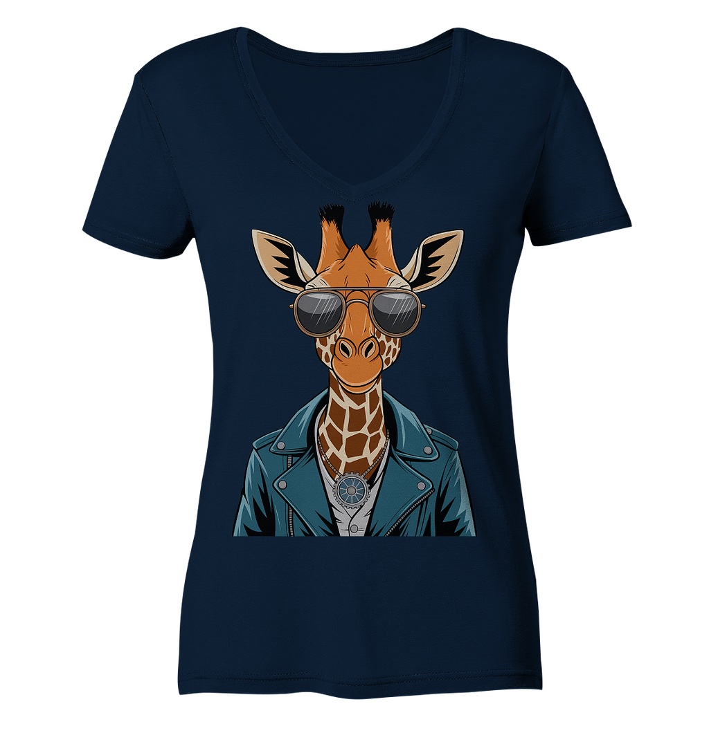 Giraffe Steampunk - Ladies V-Neck Shirt