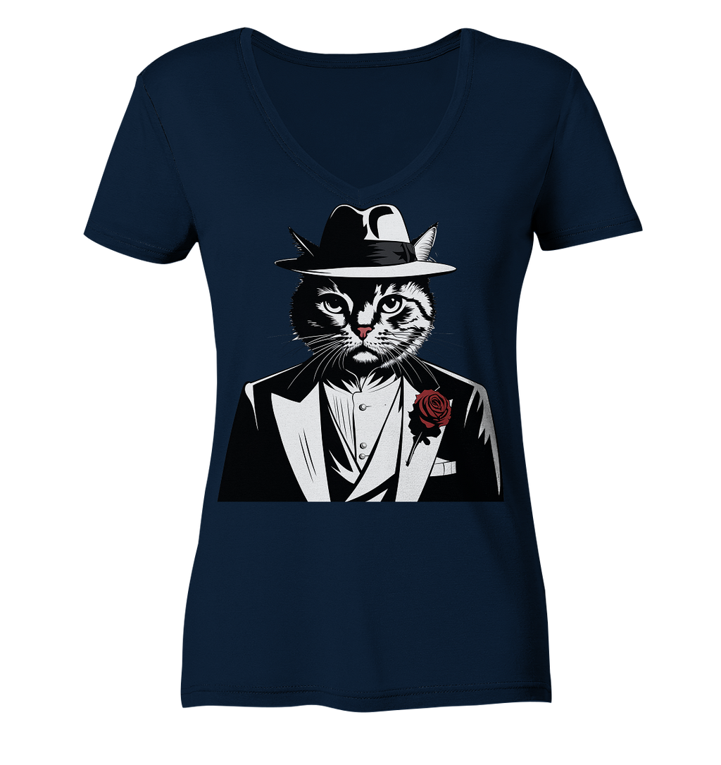 Catfather Katze Mafia - personalisierbar - Ladies V-Neck Shirt