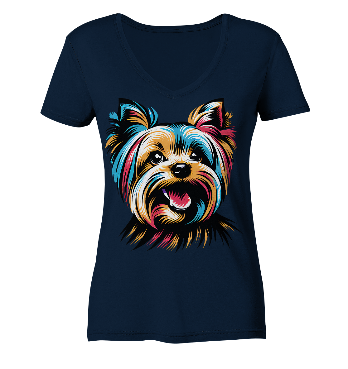 Yorkshire Terrier Pop Art - personalisierbar - Ladies V-Neck Shirt