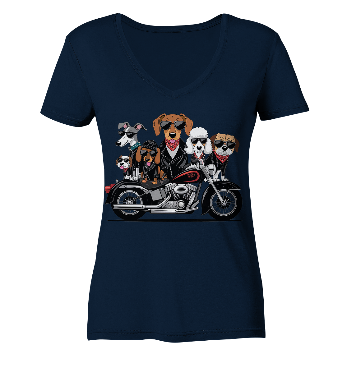 Hunde Biker Gang Fun - Ladies V-Neck Shirt