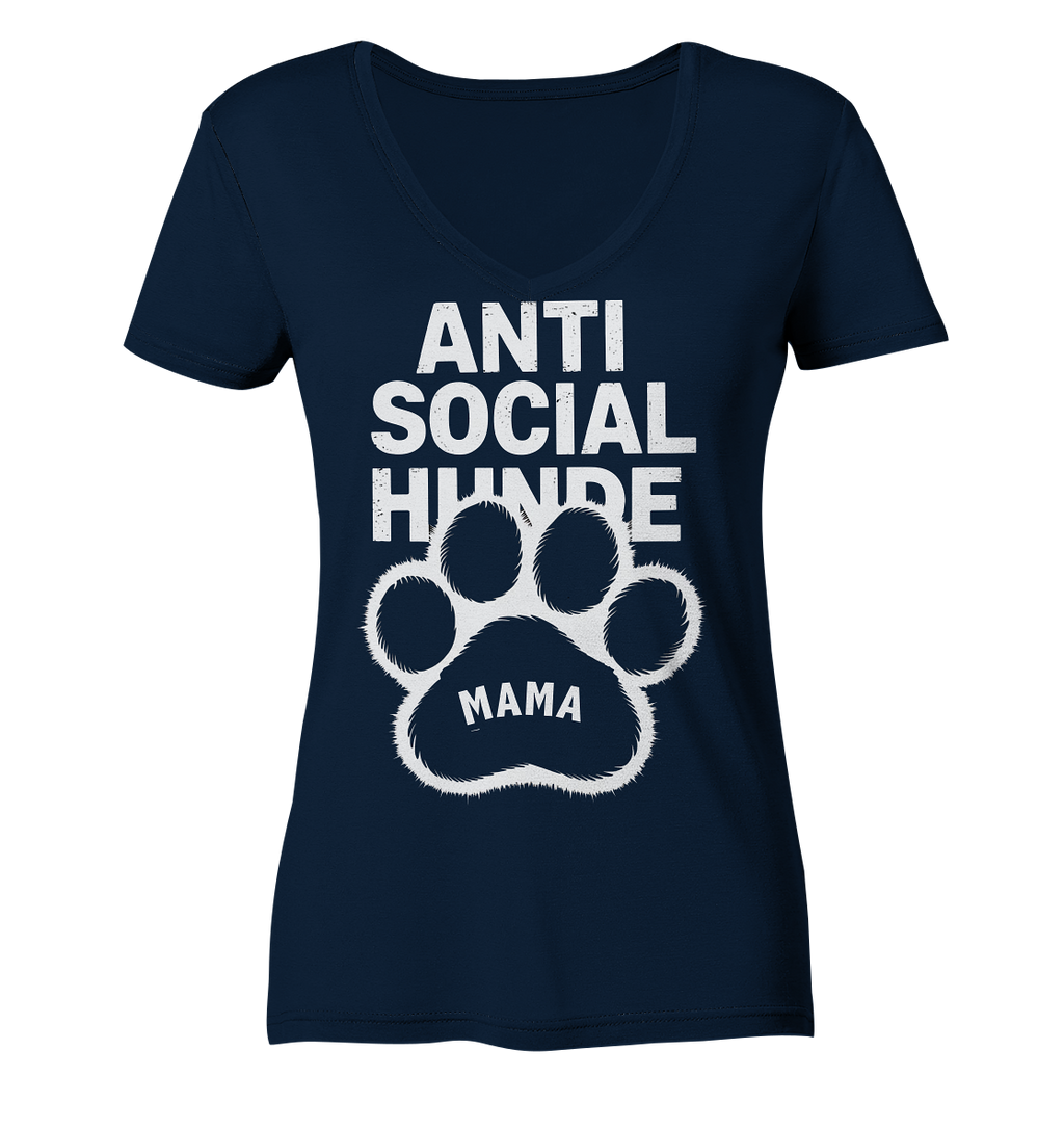Anti Social Hunde Mama - Ladies V-Neck Shirt