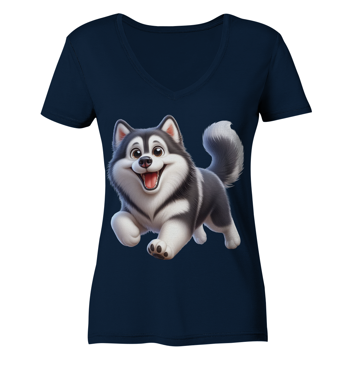 Husky Comic - personalisierbar - Ladies V-Neck Shirt