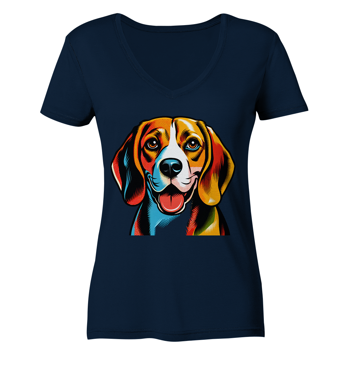 Beagle Pop Art - Personalisierbar - Ladies V-Neck Shirt