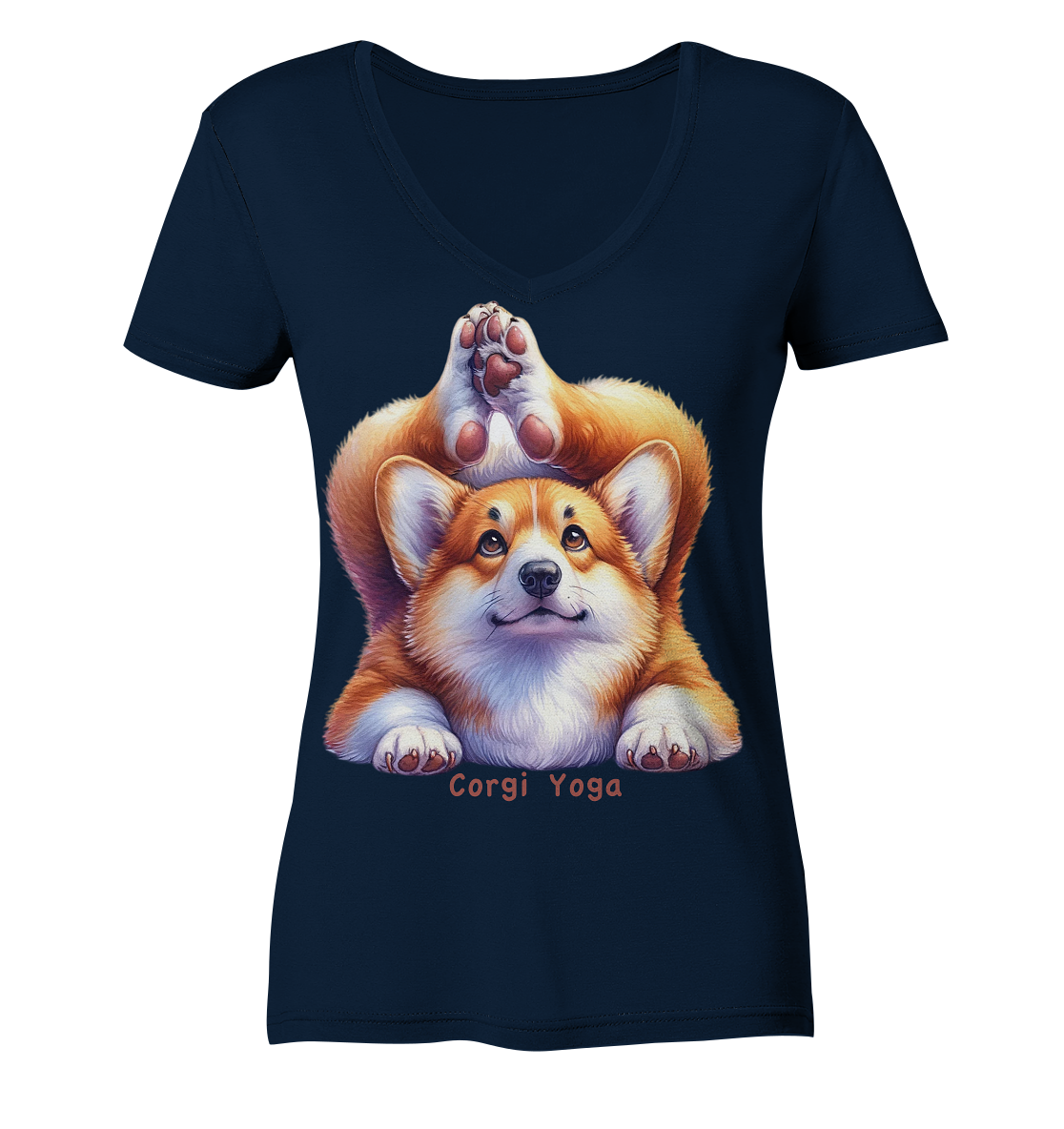 Corgi Yoga - Ladies V-Neck Shirt