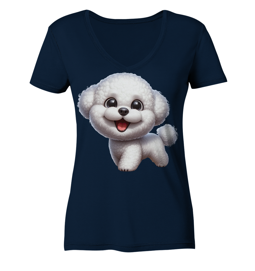 Bichon Frisé Cartoon personalisierbar - Ladies V-Neck Shirt