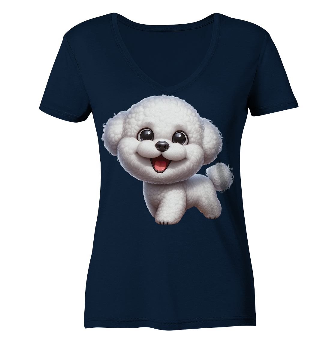 Bichon Frisé Cartoon personalisierbar - Ladies V-Neck Shirt