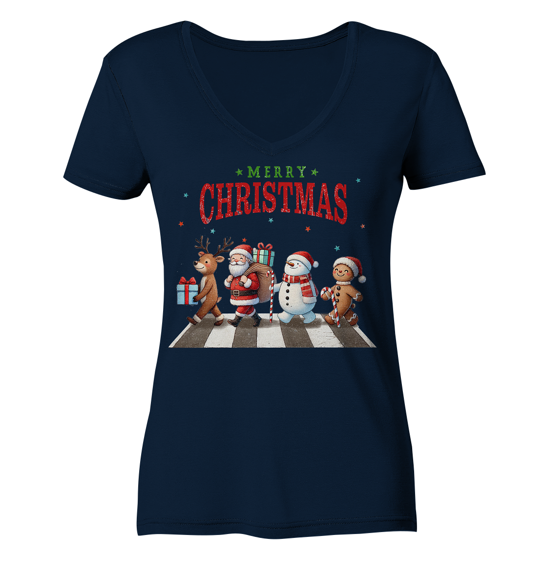 Merry Christmas Zebrastreifen - Ladies V-Neck Shirt