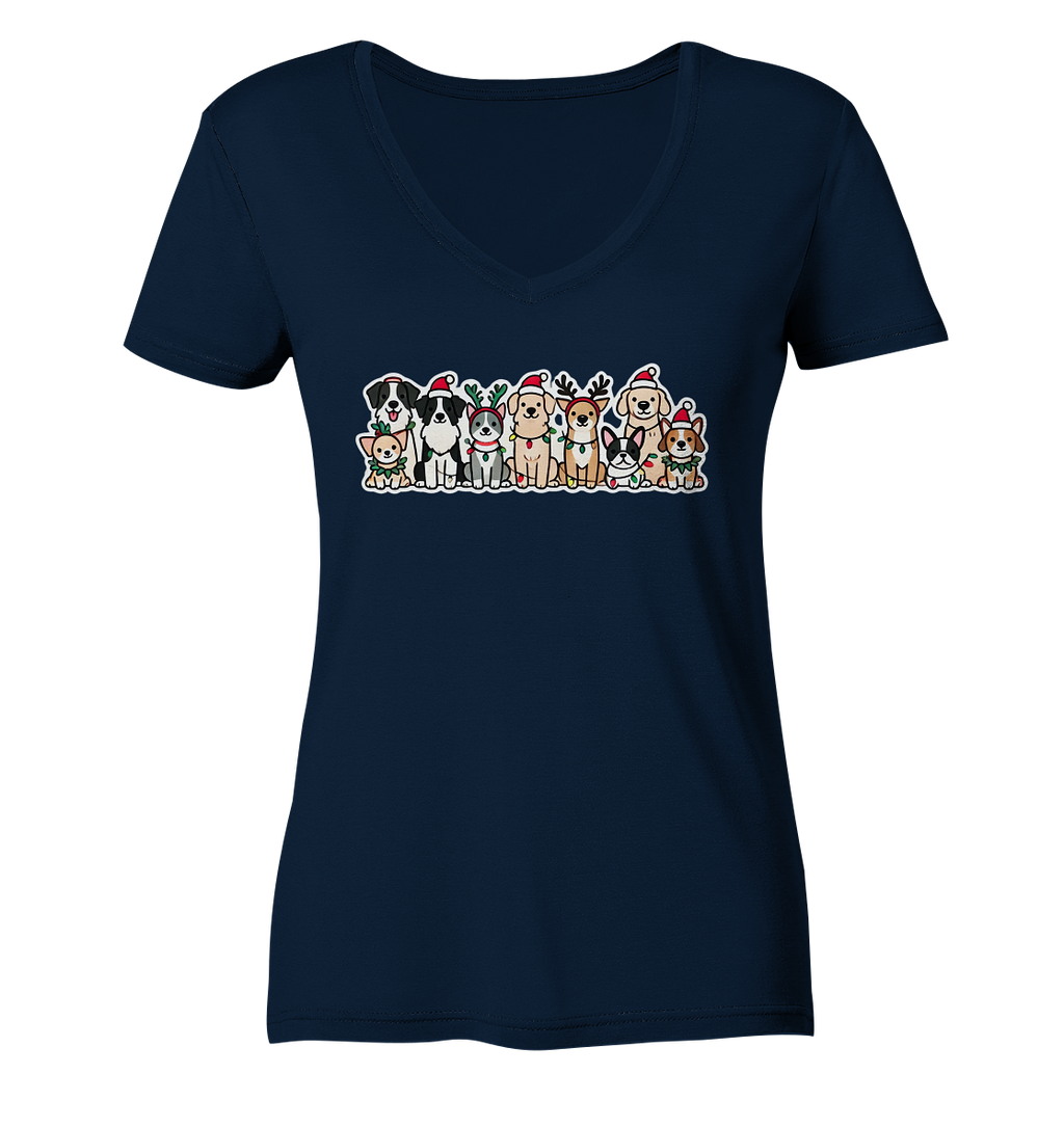 Weihnachten, Christmas Hunde - Ladies V-Neck Shirt
