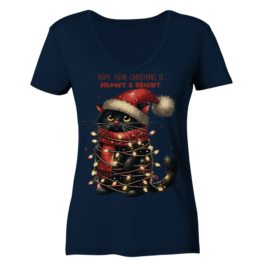 Weihnachts Katze Christmas is Moewy - Ladies V-Neck Shirt