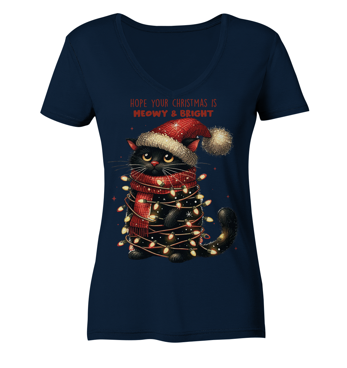 Weihnachts Katze Christmas is Moewy - Ladies V-Neck Shirt