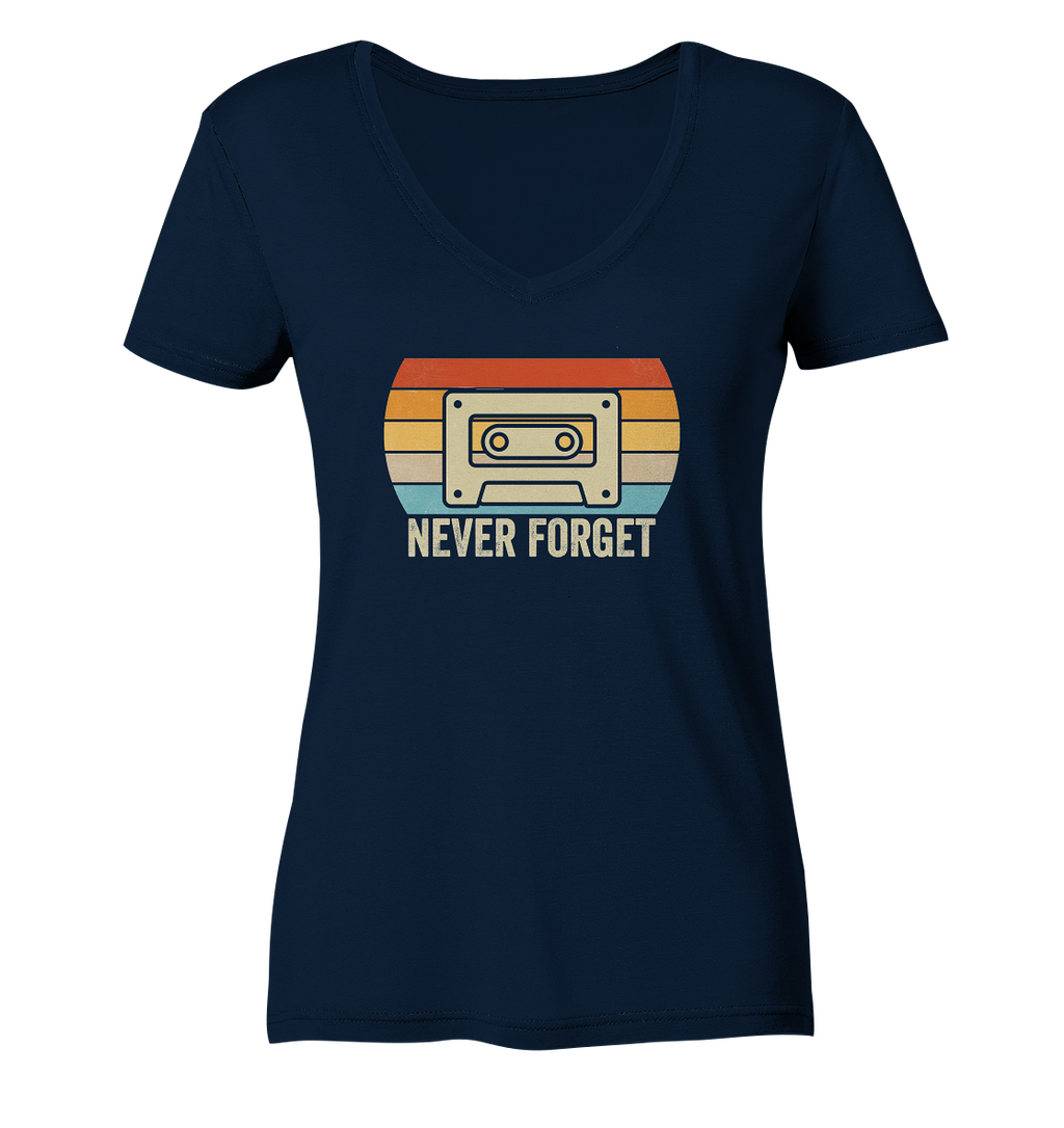 Never Forget Kassette 80's - Ladies V-Neck Shirt
