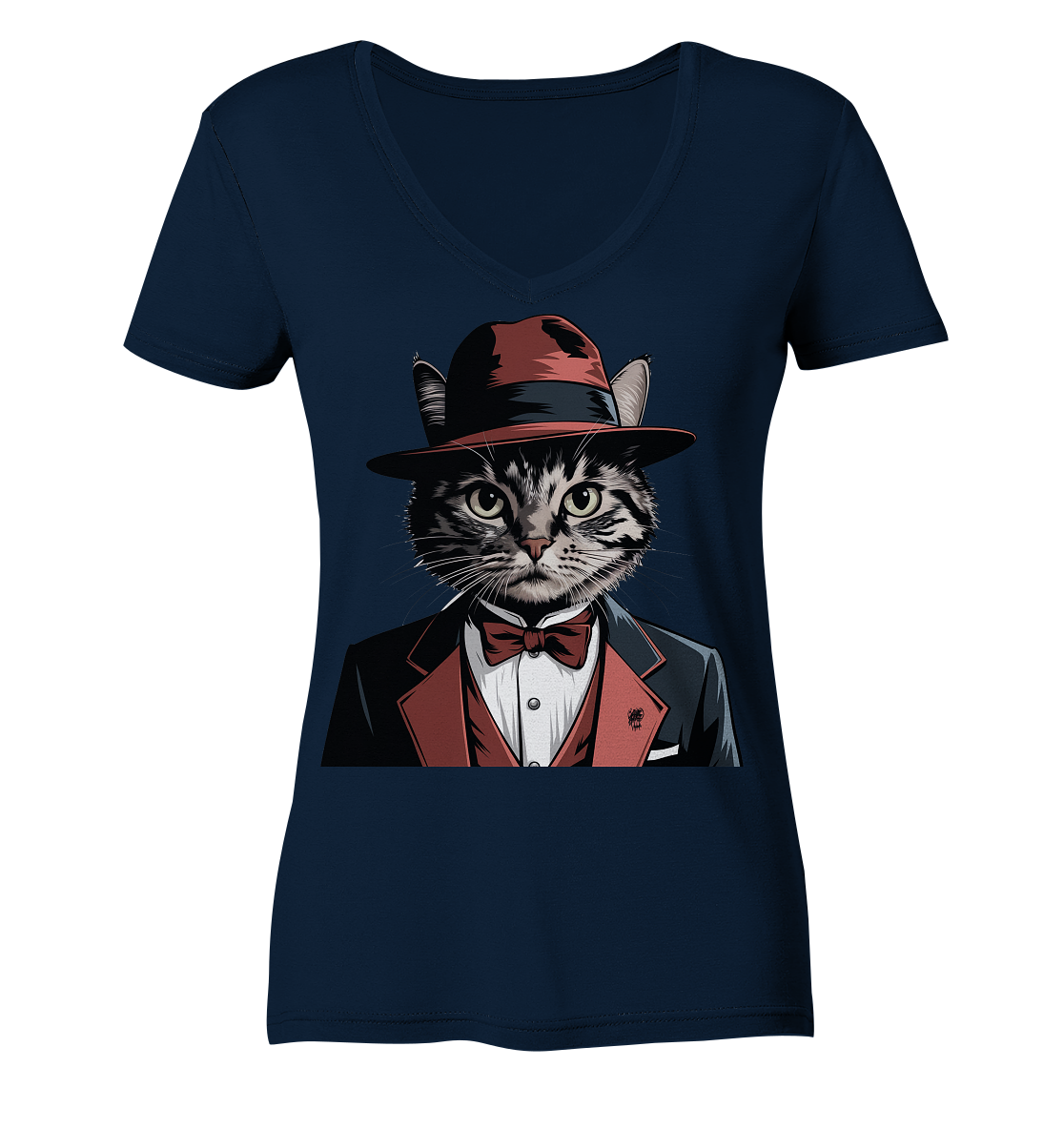 Godfather Catmother Katze Mafia - personalisierbar  - Ladies V-Neck Shirt