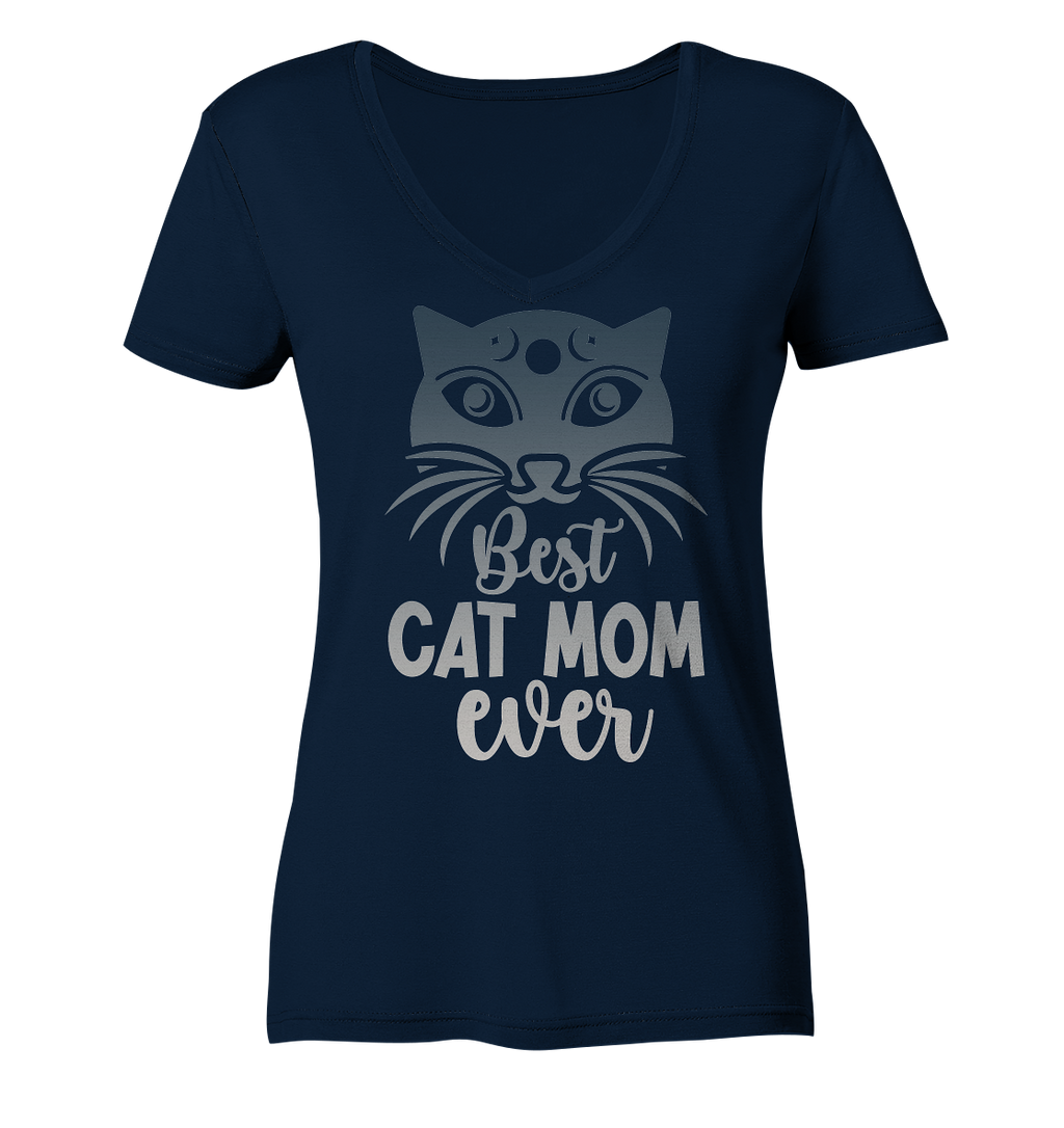 Best Cat Mum ever personalisierbar - Ladies V-Neck Shirt