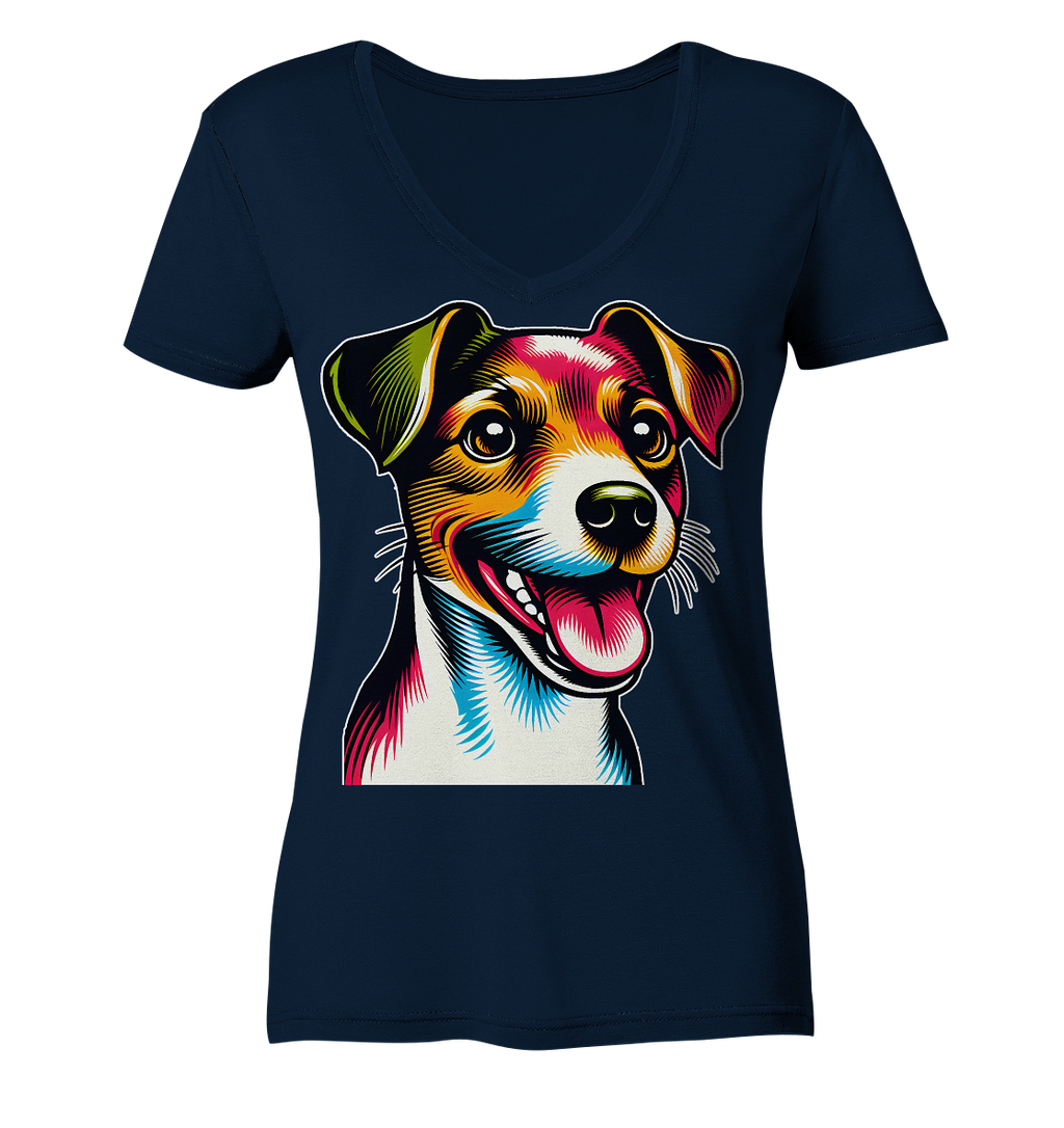 Jack Russell Terrier Pop Art - Ladies V-Neck Shirt