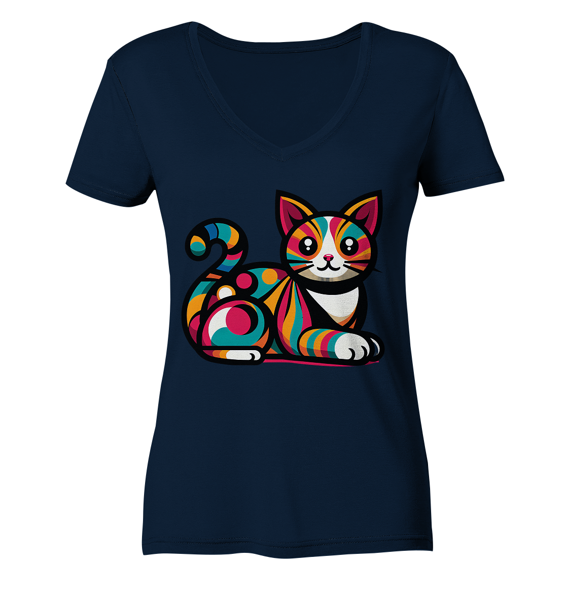 Katze Popart Design - Ladies V-Neck Shirt