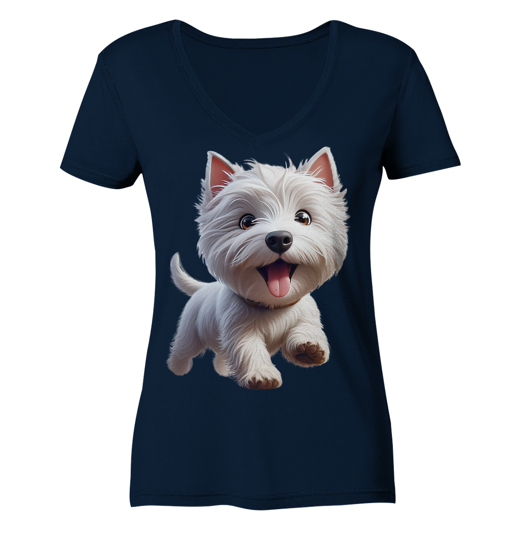 West Highland Terrier Catoon - personalisierbar - Ladies V-Neck Shirt