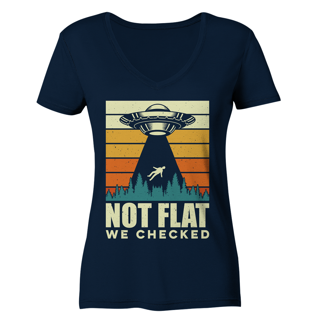 Erde - Not Flat we checked  - Ladies V-Neck Shirt