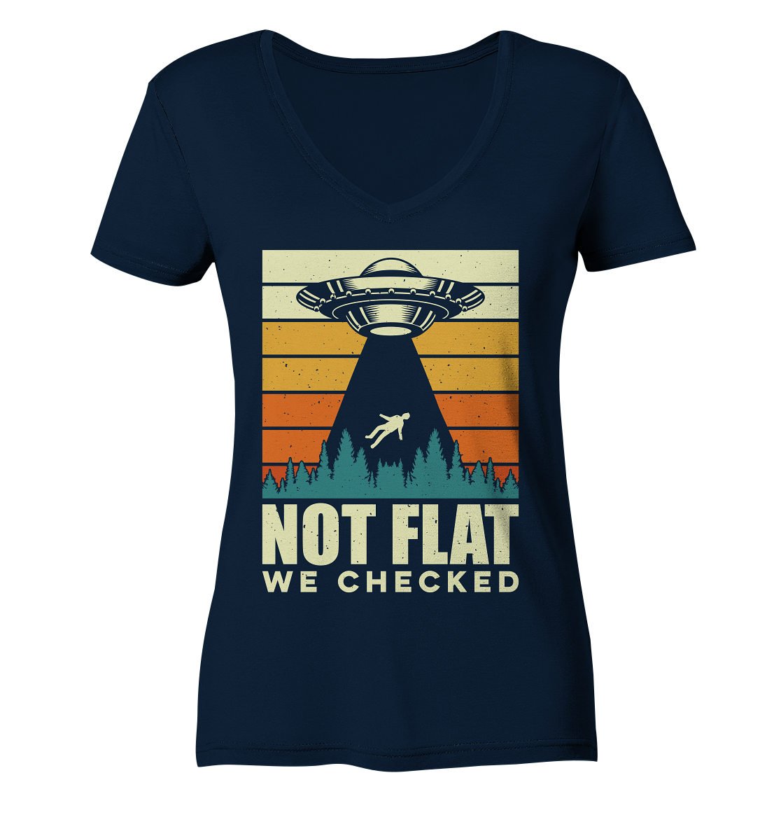 Erde - Not Flat we checked  - Ladies V-Neck Shirt