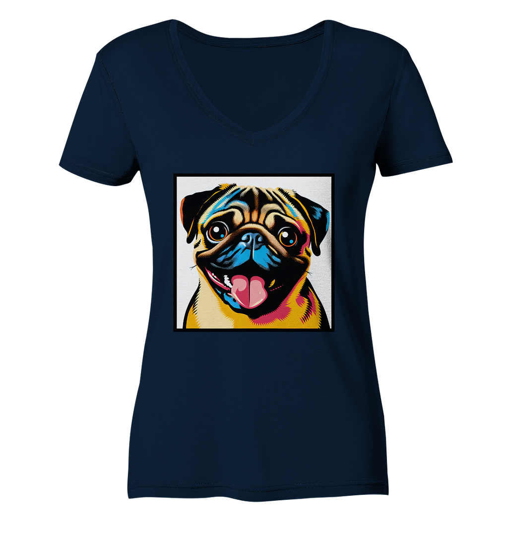Mops Pop Art - Ladies V-Neck Shirt