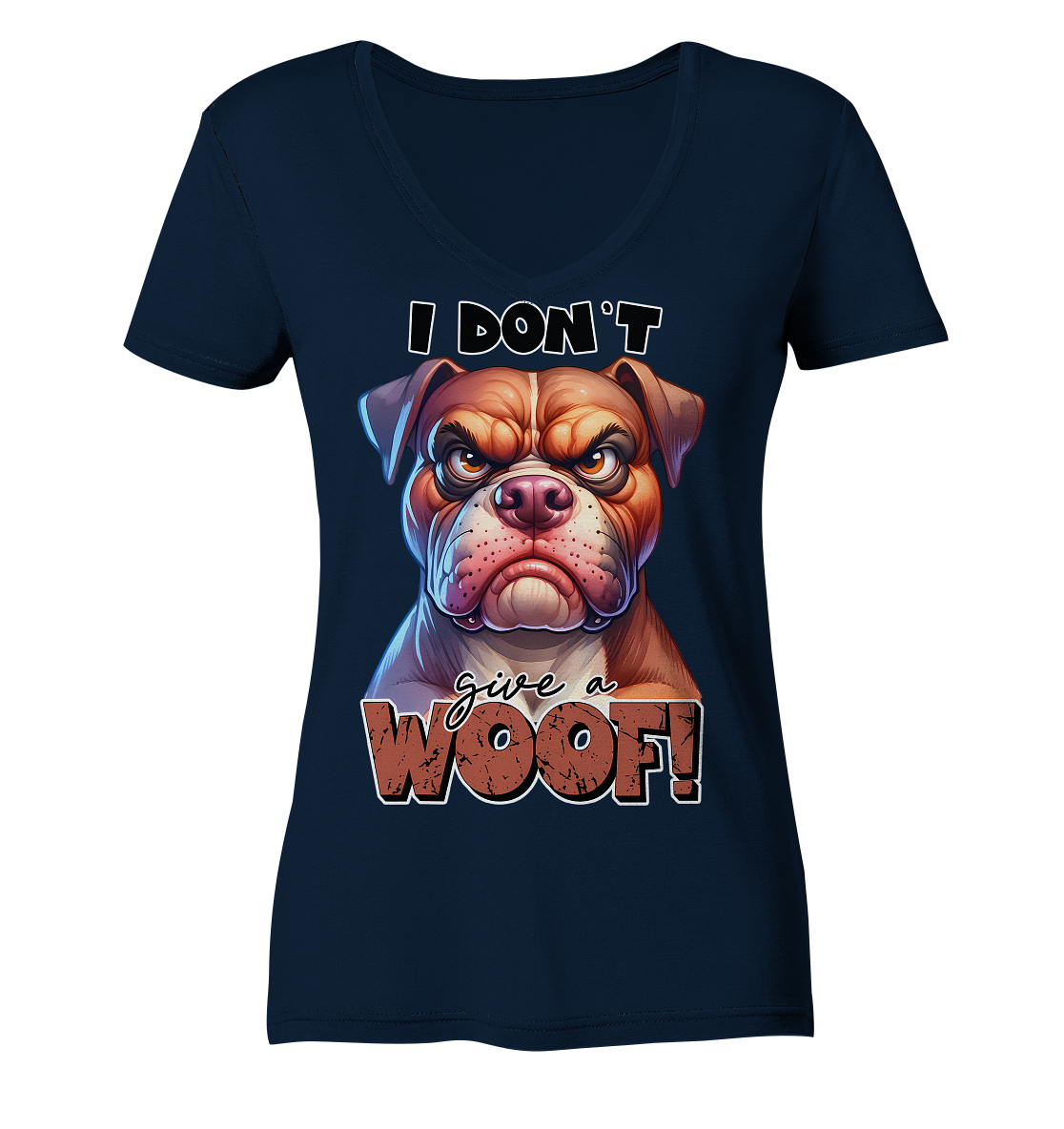 I don't give a woof - Fun Hunde Cartoon - Ladies V-Neck Shirt