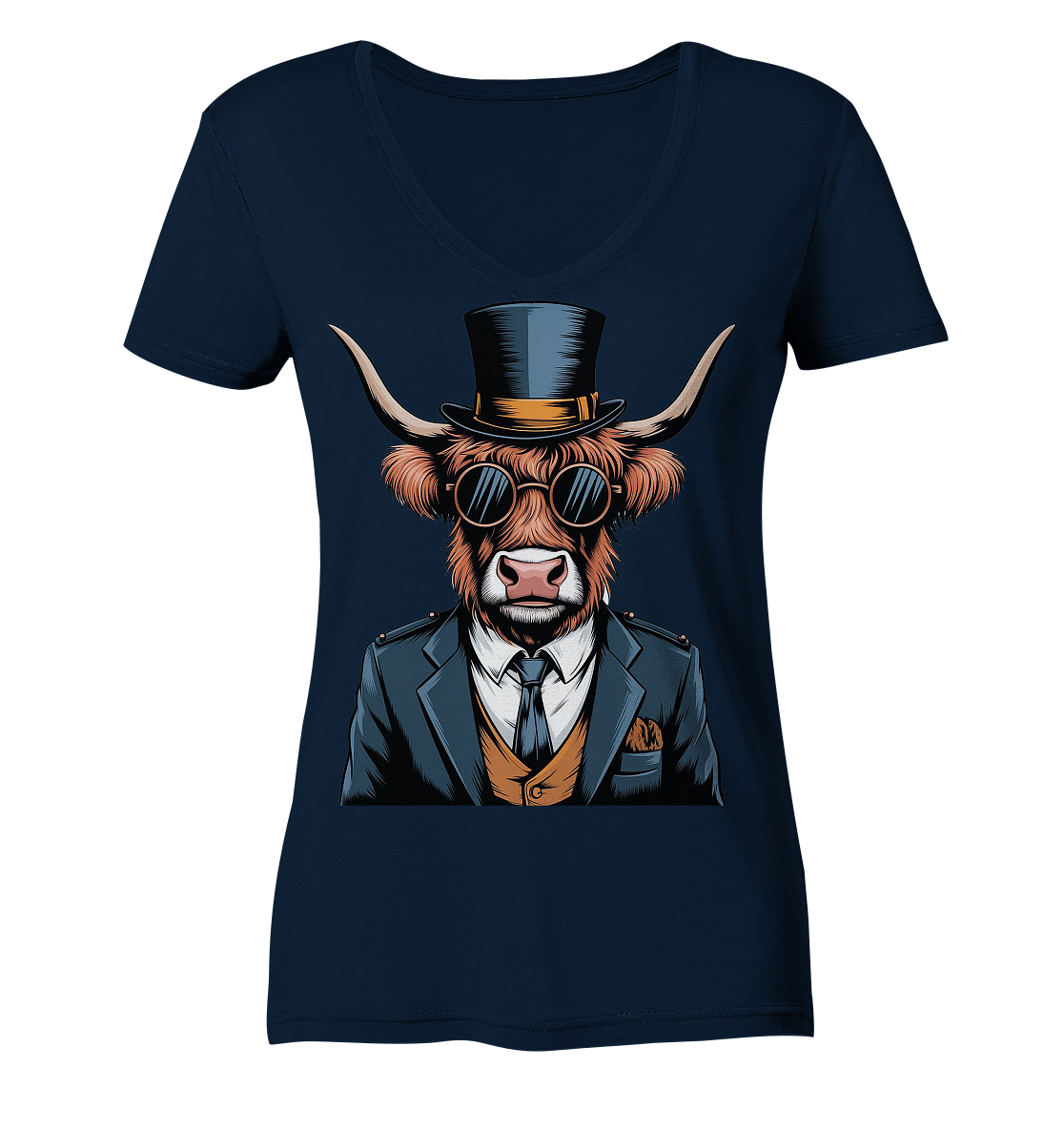 Highland Cow Steampunk - Ladies V-Neck Shirt