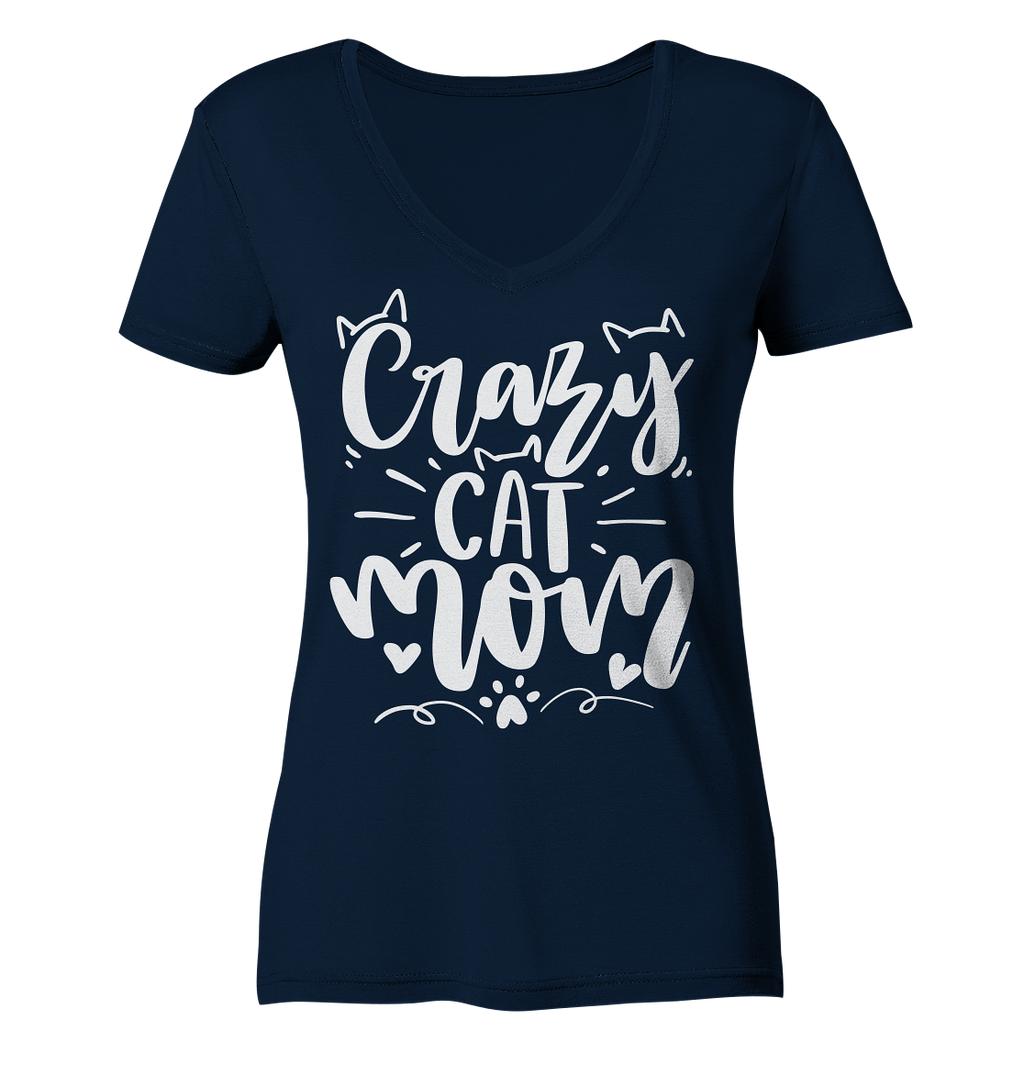 Crazy cat Mom - Ladies V-Neck Shirt