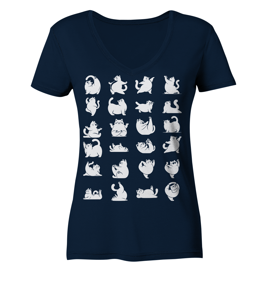 Katzen Yoga / Cat Yoga Fun - personalisierbar - Ladies V-Neck Shirt
