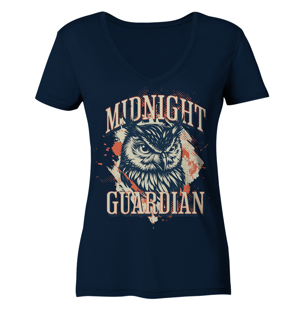 Eule Vintage Art - Midnight Guardian - Ladies V-Neck Shirt