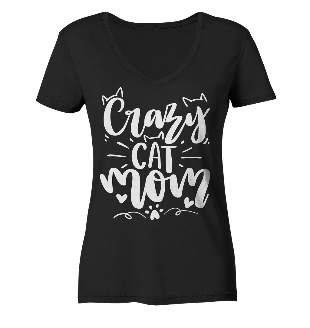 Crazy cat Mom - Ladies V-Neck Shirt