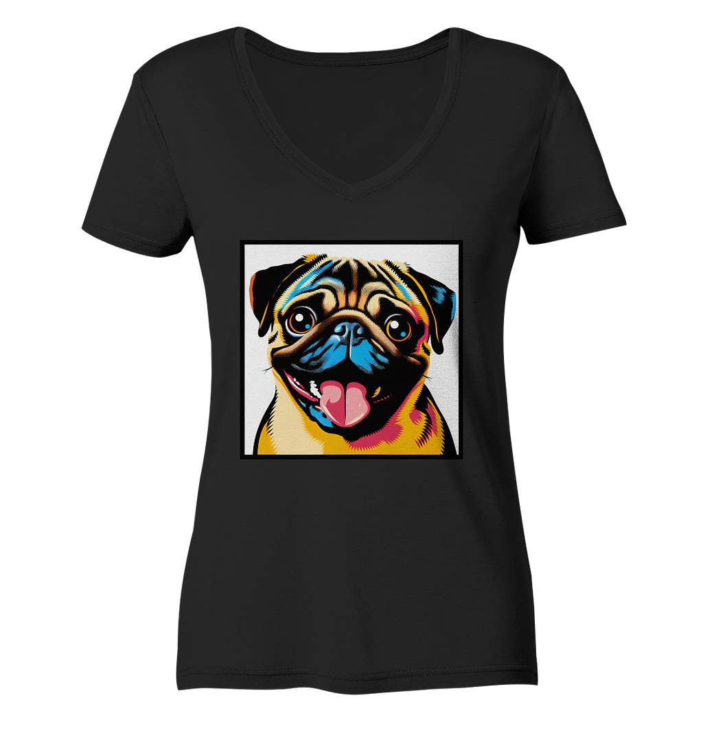 Mops Pop Art - Ladies V-Neck Shirt