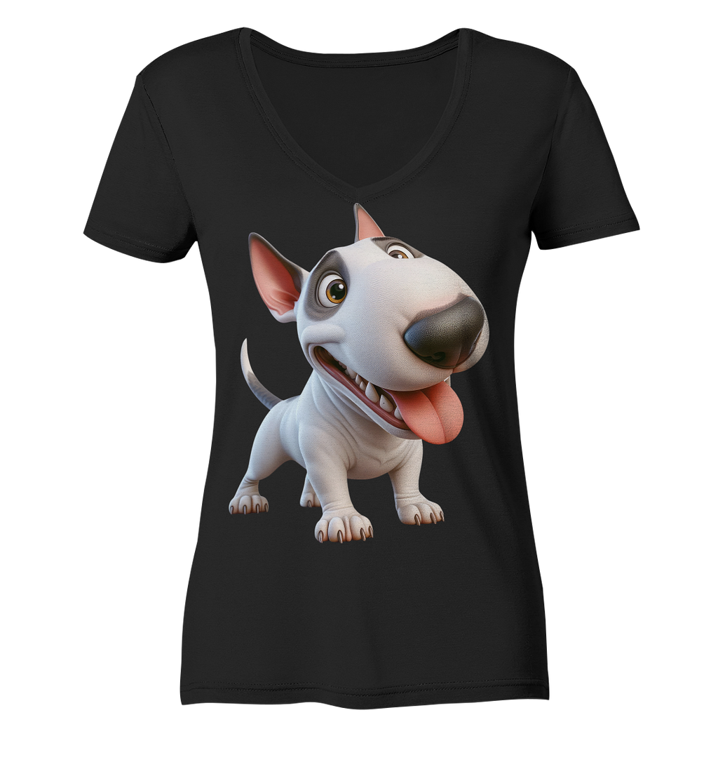 Bullterrier Cartoon personalisierbar - Ladies V-Neck Shirt