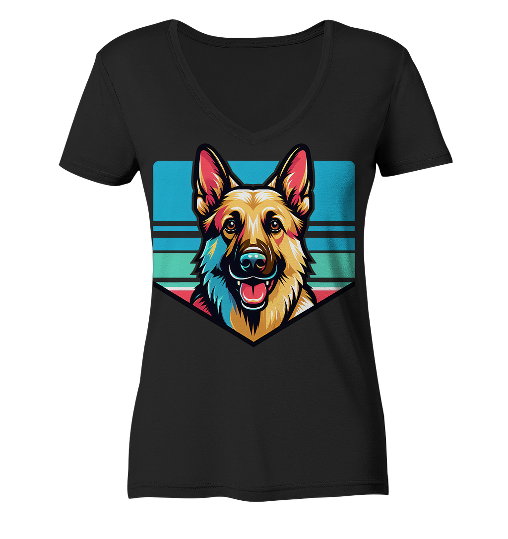 Schäferhund Pop Art - personalisierbar - Ladies V-Neck Shirt